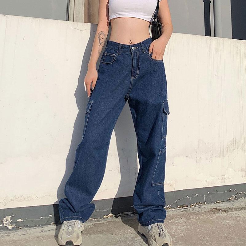  LateurGo White Women's High Waist Vintage Straight Jeans