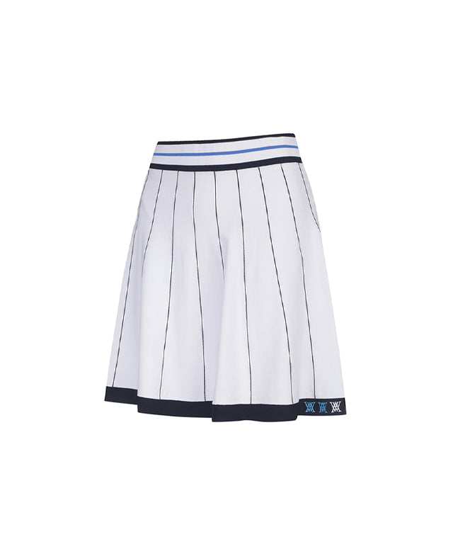 LateurGo Women's Preppy White Set-Up Skirt