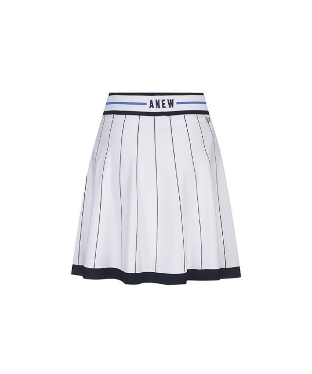 LateurGo Women's Preppy White Set-Up Skirt