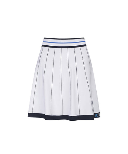 LateurGo Women's Preppy White Set-Up Skirt
