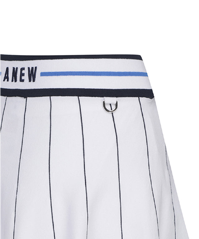 LateurGo Women's Preppy White Set-Up Skirt