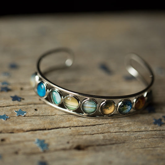 Solar System Bangle - Elegant Silver Bracelet 