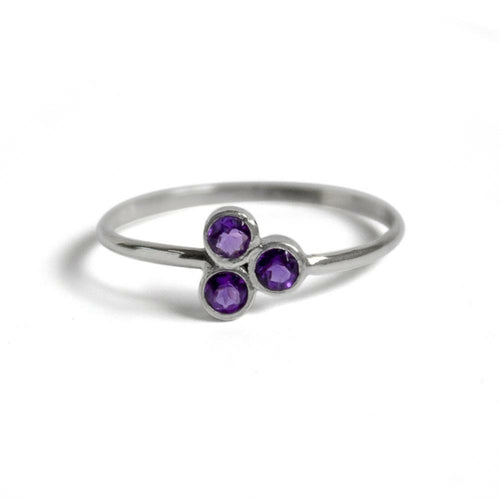 LateurGo Amethyst Cluster Sterling Silver Ring, fashionable jewelry collection