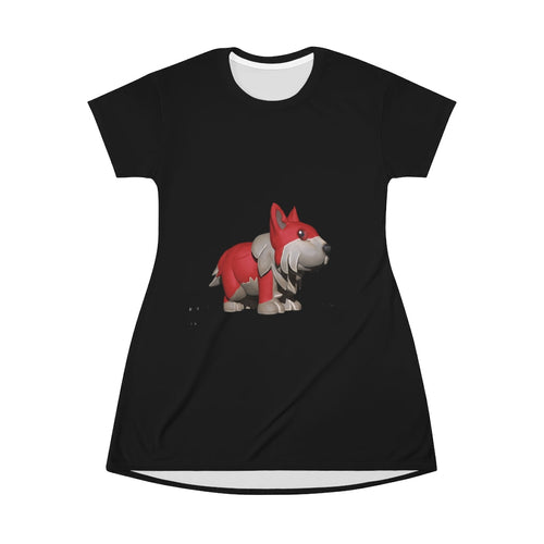 Red Dog All Over Print T-Shirt Dress | LateurGo