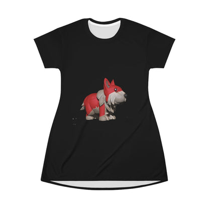 Red Dog All Over Print T-Shirt Dress | LateurGo