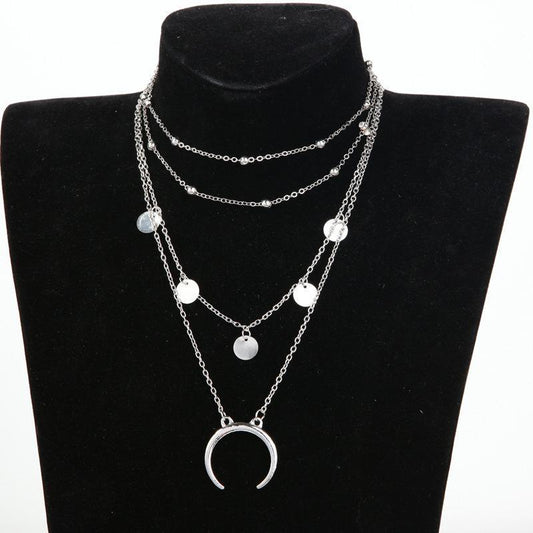 LateurGo Crescent Horn Moon Layered Necklace for a Stylish Look