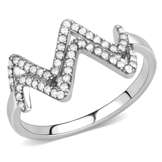 LateurGo No Plating Stainless Steel Ring with AAA Grade CZ in Clear