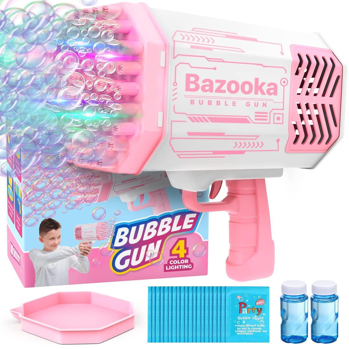 LateurGo Bubble Machine Blaster Pink Automatic Bubble Gun for Kids and Adults