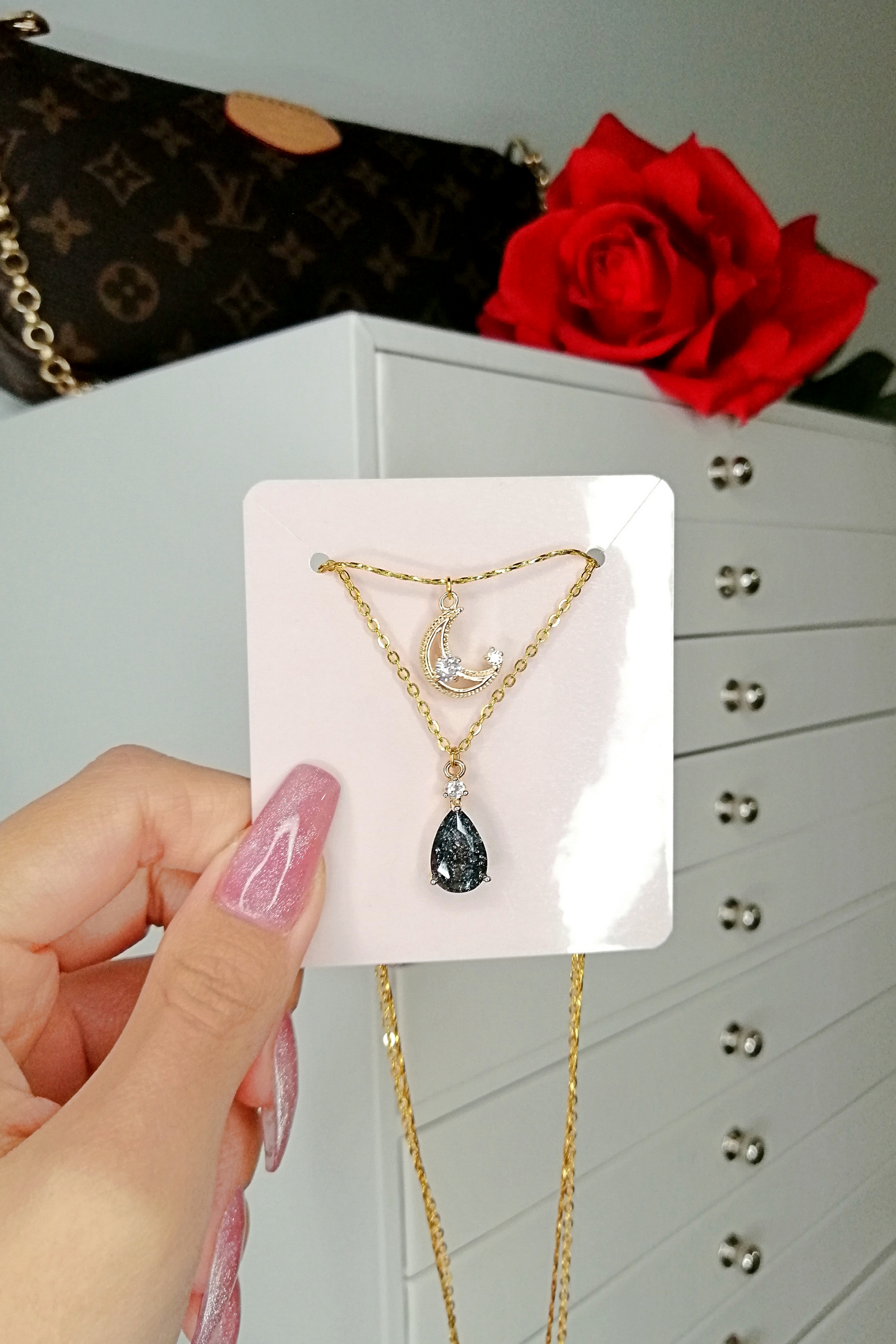 Moon Layered Necklace 18 Karats Gold Plated
