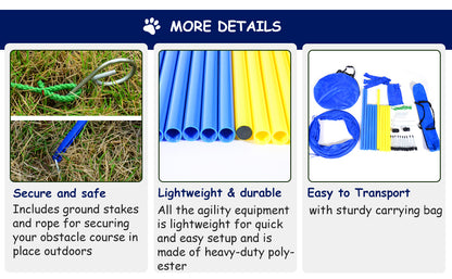 LateurGo PawHut Dog Agility Starter Kit - Pet Outdoor Exercise Training Set