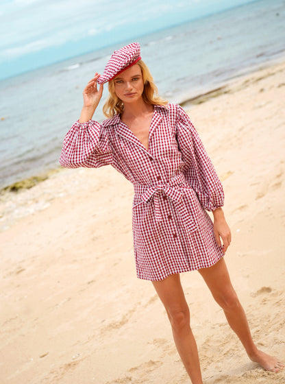 EGHAN Fashionable Mini Dress in Gingham Red 