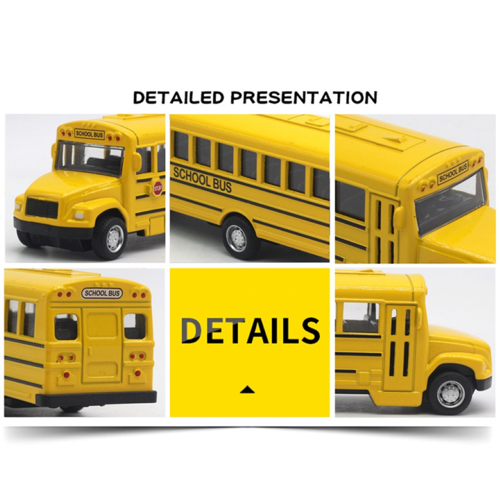 LateurGo Alloy Inertial School Bus Model Car for Kids Gifts