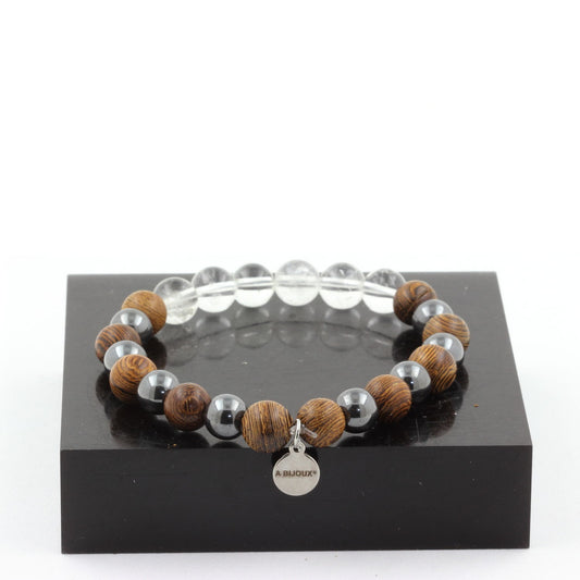 Beads Bracelet | Quartz + Hematite + Wood Bracelet 