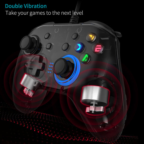 LateurGo Wired Gaming Controller - Joystick Gamepad with Dual-Vibration