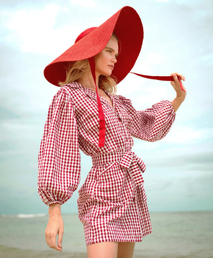 EGHAN Fashionable Mini Dress in Gingham Red 