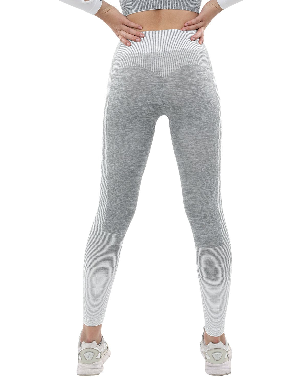 Seamless Grey & White Leggings | Trendy Activewear