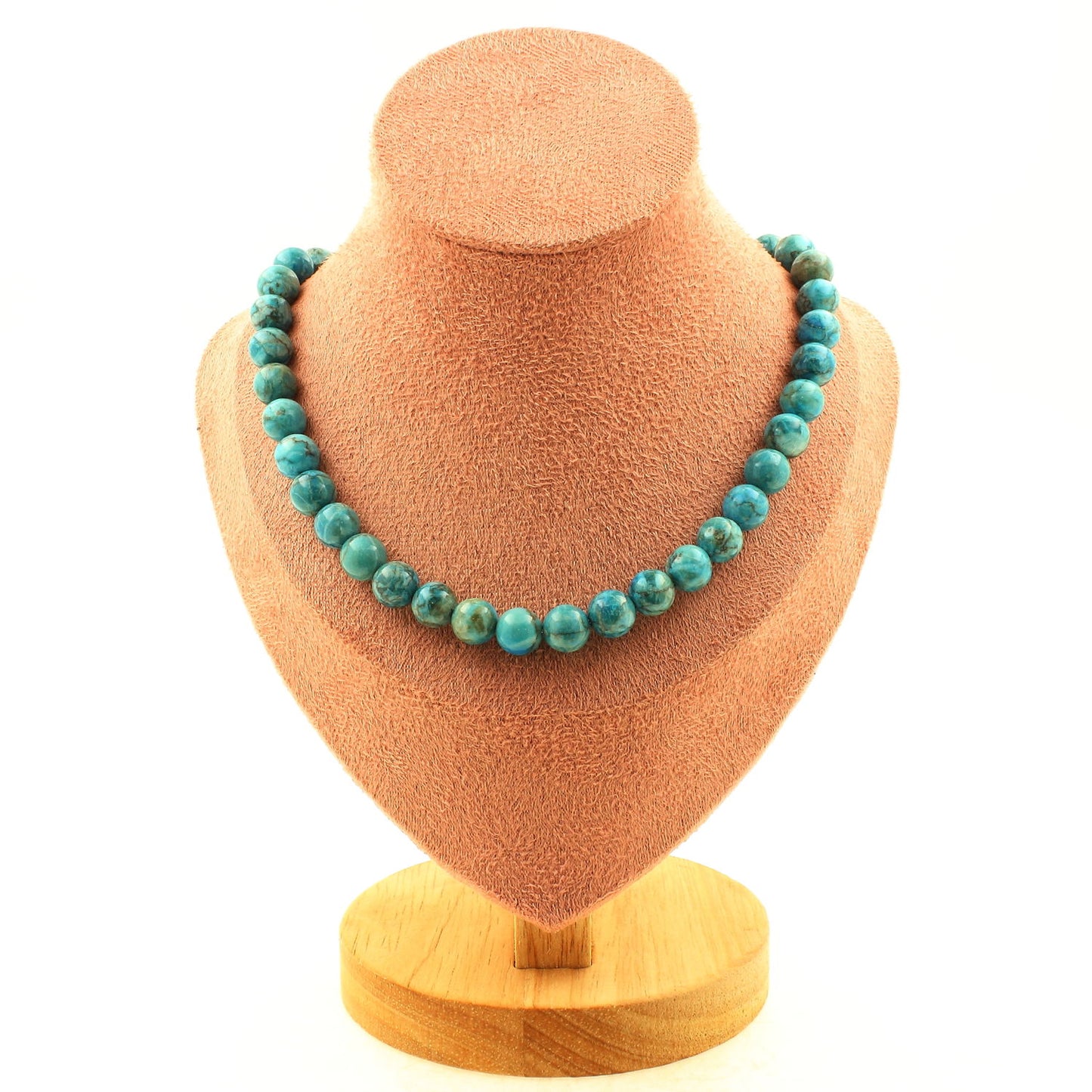LateurGo Turquoise Necklace from South Africa - 8mm Beads with Stainless Steel Chain