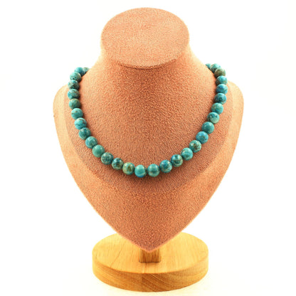 LateurGo Turquoise Necklace from South Africa - 8mm Beads with Stainless Steel Chain