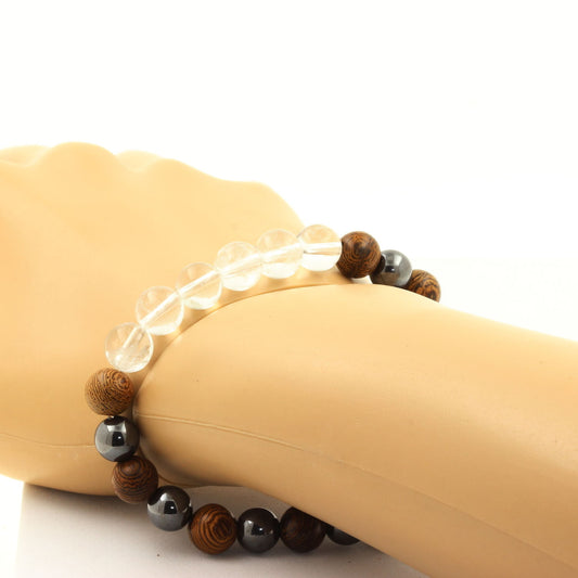 Beads Bracelet | Quartz + Hematite + Wood Bracelet 