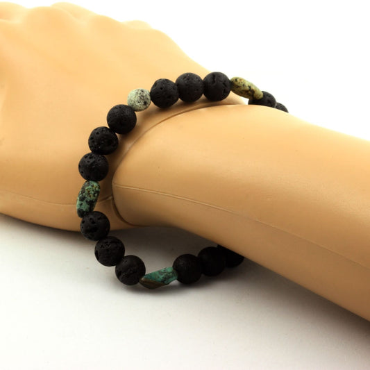 LateurGo African Turquoise and Lava Bracelet with 8 mm Beads | Fashion Jewelry for Women