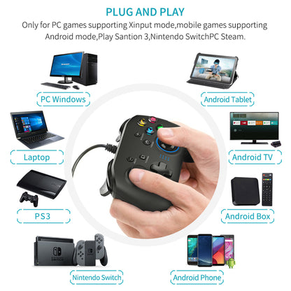 LateurGo Wired Gaming Controller - Joystick Gamepad with Dual-Vibration
