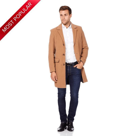 Buy Men's Single Breasted Wool Mix Overcoat 