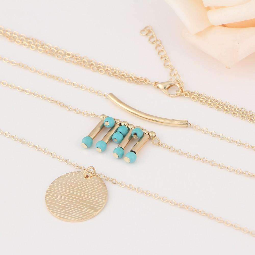 LateurGo Turquoise Multi-Layer Necklace - Elegant and Trendy Jewelry