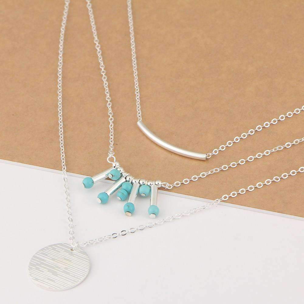 LateurGo Turquoise Multi-Layer Necklace - Elegant and Trendy Jewelry