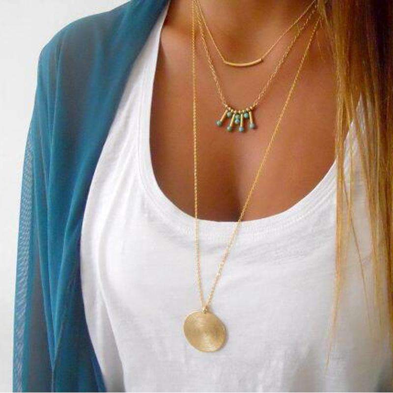 LateurGo Turquoise Multi-Layer Necklace - Elegant and Trendy Jewelry
