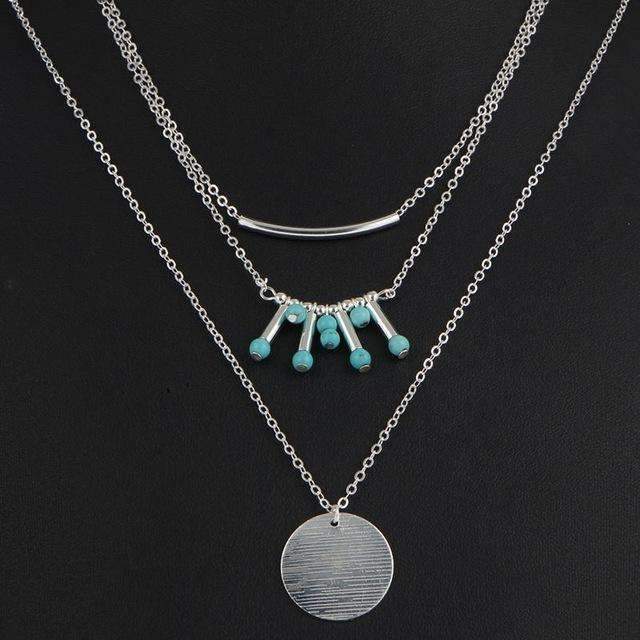 LateurGo Turquoise Multi-Layer Necklace - Elegant and Trendy Jewelry