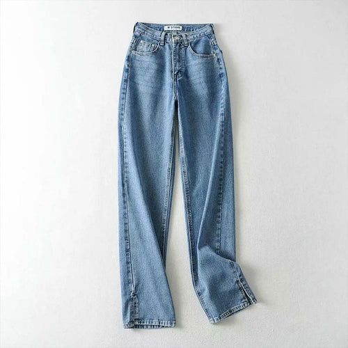 LateurGo High waist split jeans with pockets for women, perfect for autumn and winter 