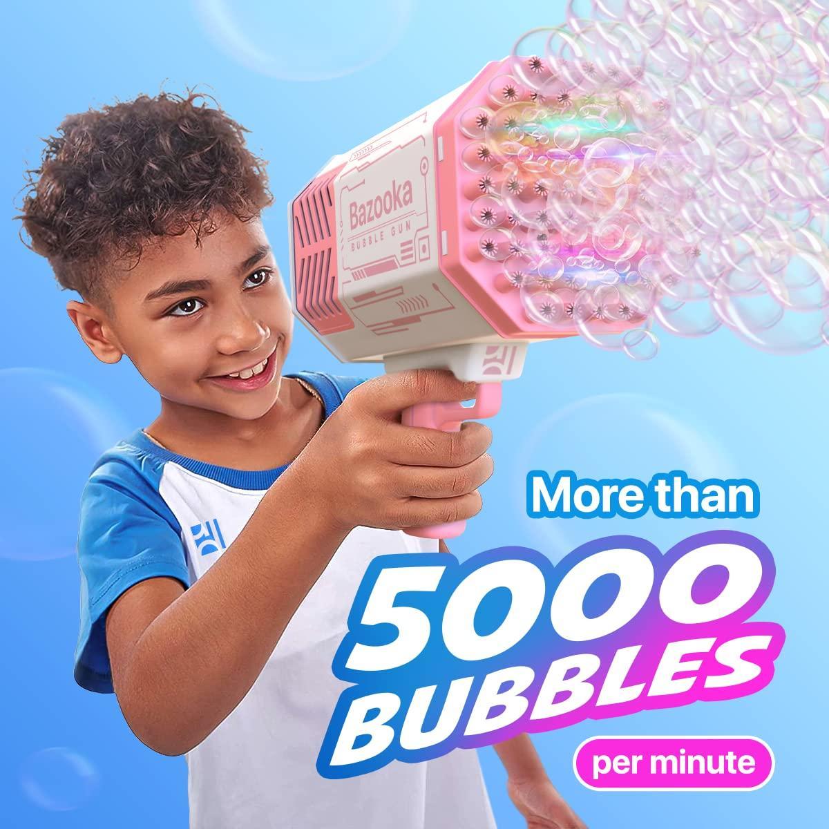 LateurGo Bubble Machine Blaster Pink Automatic Bubble Gun for Kids and Adults