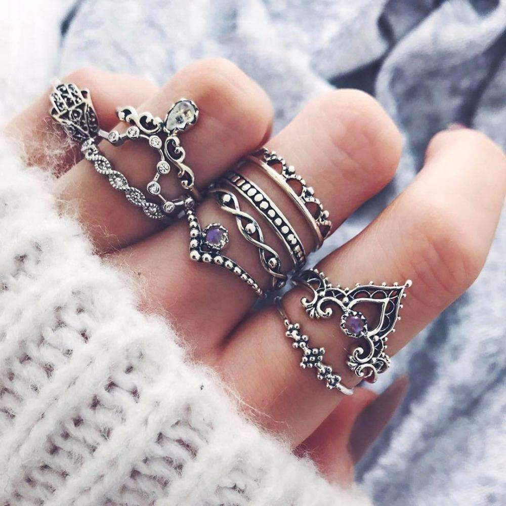  LateurGo Vintage Stackable Ring Set
