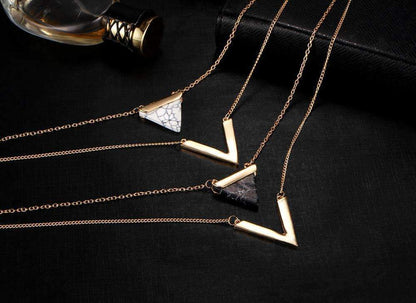 Stylish Marble Chevron Double Layer Necklace
