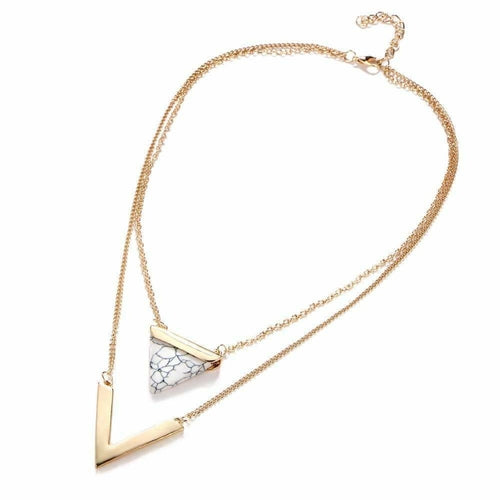 Stylish Marble Chevron Double Layer Necklace