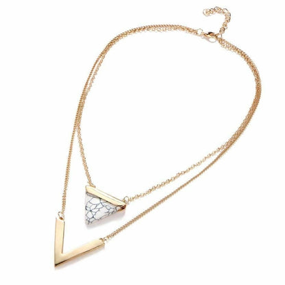 Stylish Marble Chevron Double Layer Necklace
