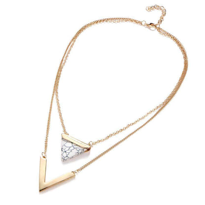 Stylish Marble Chevron Double Layer Necklace