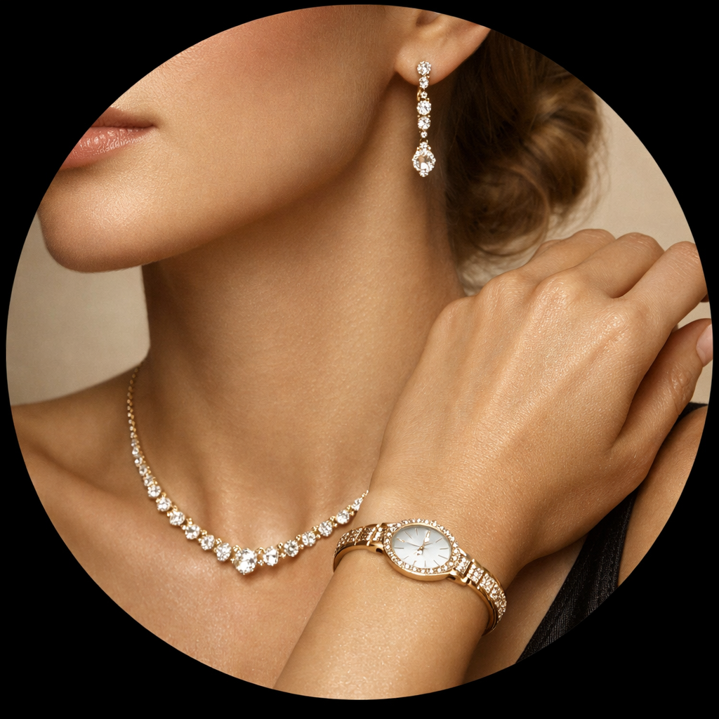 Luxury women’s jewelry and diamond watch in 18K gold, Noir Stella™ collection by LateurGo.