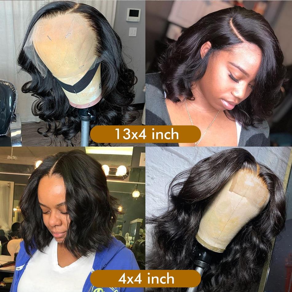 LateurGo 180% Density Body Wave Short Bob Lace Front Human Hair Wig