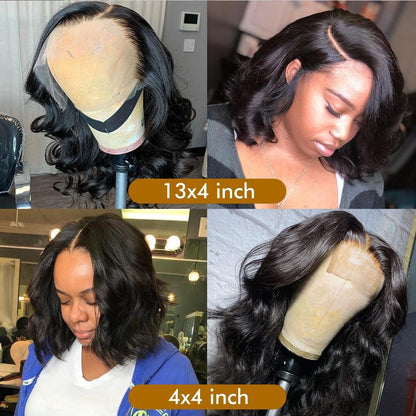 LateurGo 180% Density Body Wave Short Bob Lace Front Human Hair Wig