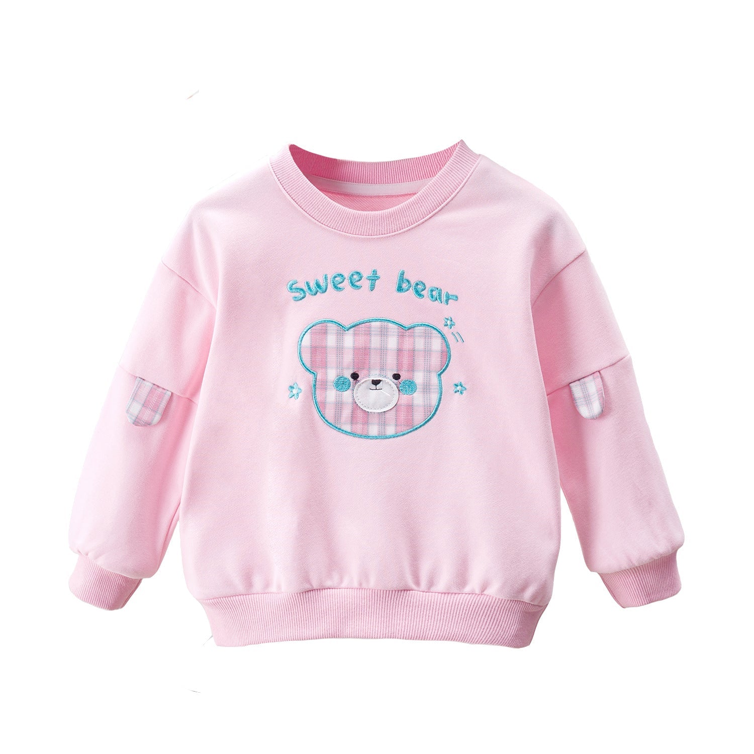 LateurGo Baby Cartoon Bear Patched Graphic Pullover for Kids on Valentine's Day