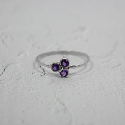 LateurGo Amethyst Cluster Sterling Silver Ring, fashionable jewelry collection