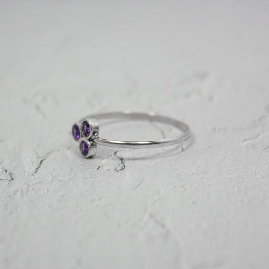 LateurGo Amethyst Cluster Sterling Silver Ring, fashionable jewelry collection