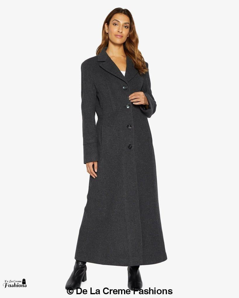 Slim Fit Wool Blend Maxi Coat | Overcoat for Women