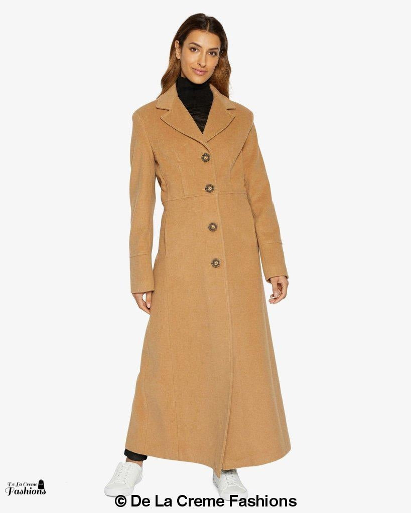 Slim Fit Wool Blend Maxi Coat | Overcoat for Women