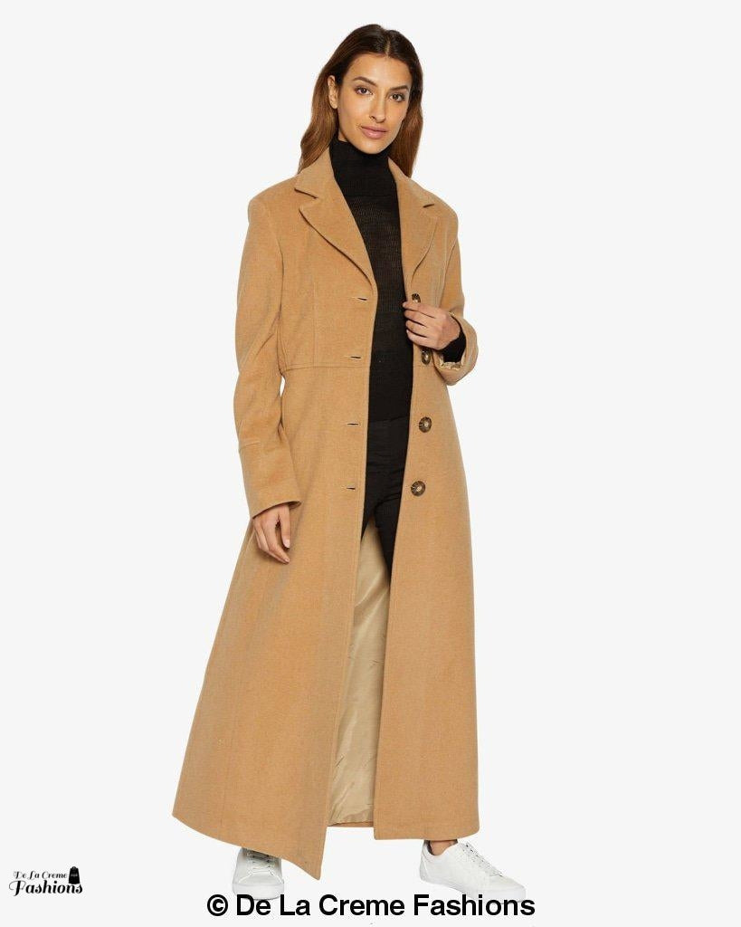 Slim Fit Wool Blend Maxi Coat | Overcoat for Women