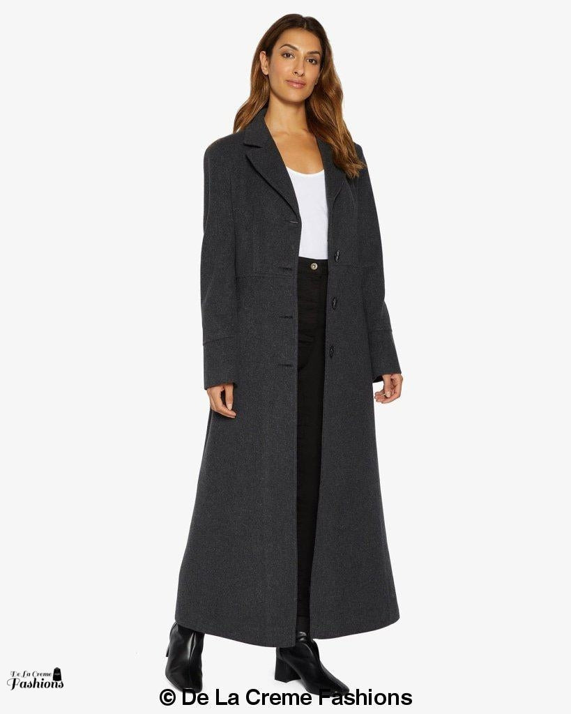 Slim Fit Wool Blend Maxi Coat | Overcoat for Women