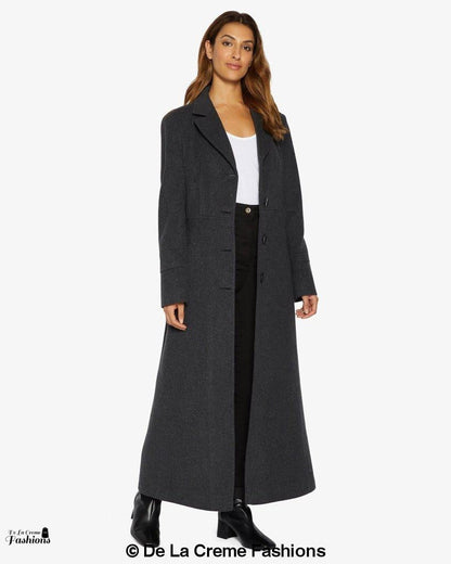 Slim Fit Wool Blend Maxi Coat | Overcoat for Women