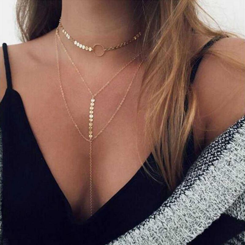 LateurGo Three Layer Lariat Choker Necklace - Elegant Fashion Jewelry