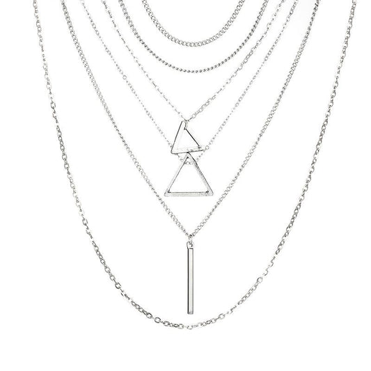  Double Triangle Multilayer Necklace